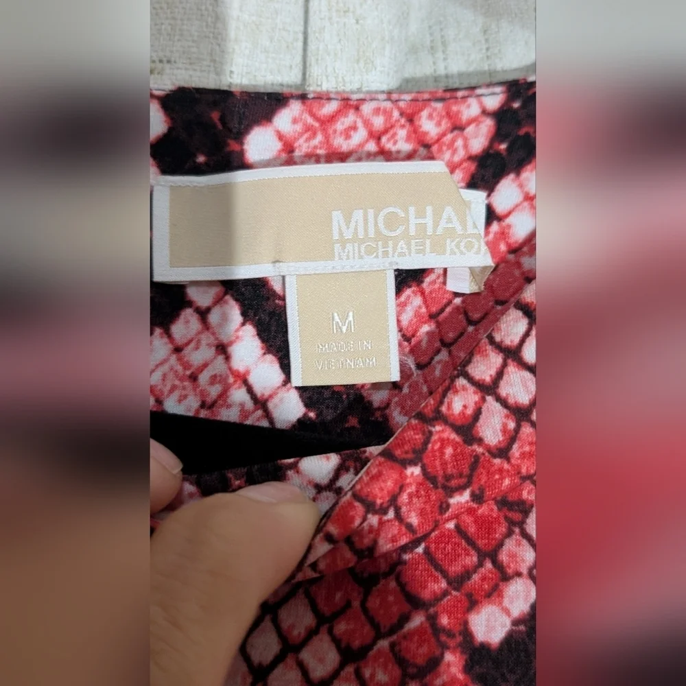Michael Kors Pink and Black Snake print Mini Shift  Dress